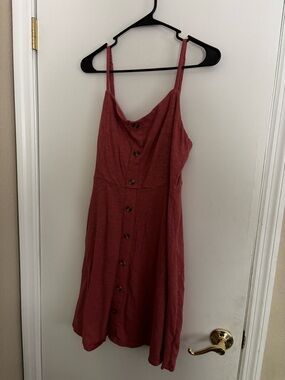 Old Navy Dusty Rose Button-Front Spaghetti Strap Mini Dress